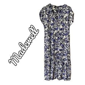 Madewell Blue and White Floral Midi Dress